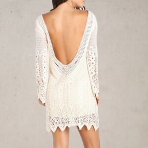 Jen's Pirate Booty Crochet Lace Cream Long Sleeve Minidress Mini Dress